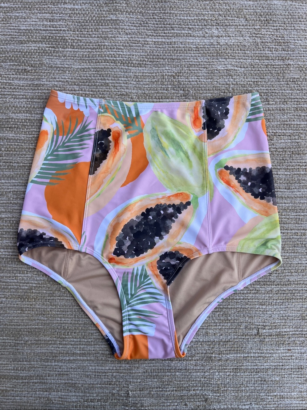 Kortni Jeane Papaya Fruit Print Swim Bottom - Pastel Multicolor size Small